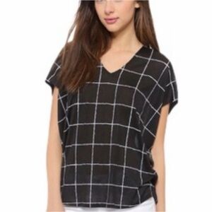 Vince Black and White Grid Blouse